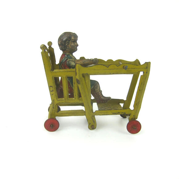 Antique Meier Tin Litho Girl Convertible High Chair & Walker Penny Toy Germany - Picture 1 of 15